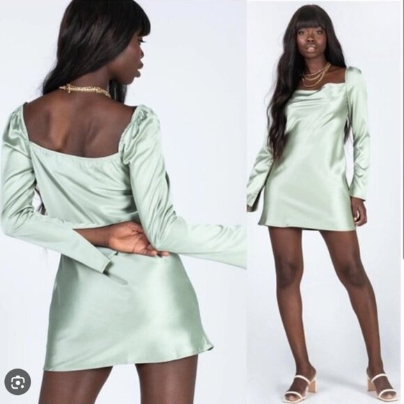 Princess Polly Dresses & Skirts - Princess Polly LIKE NEW size 10 star power silky long sleeve mini dress